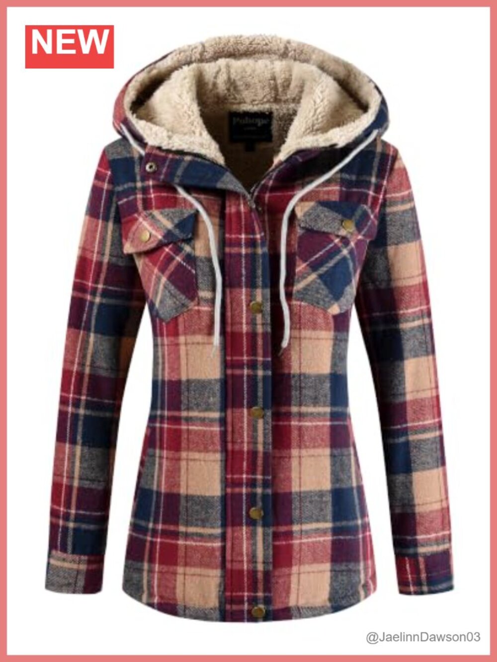 Plaid Sherpa Lined Hooded Jacket Fleece Flannel Coat